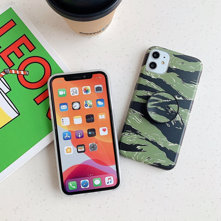 For iPhone 13 Shockproof IMD Camouflage TPU Protective Case with Holder
