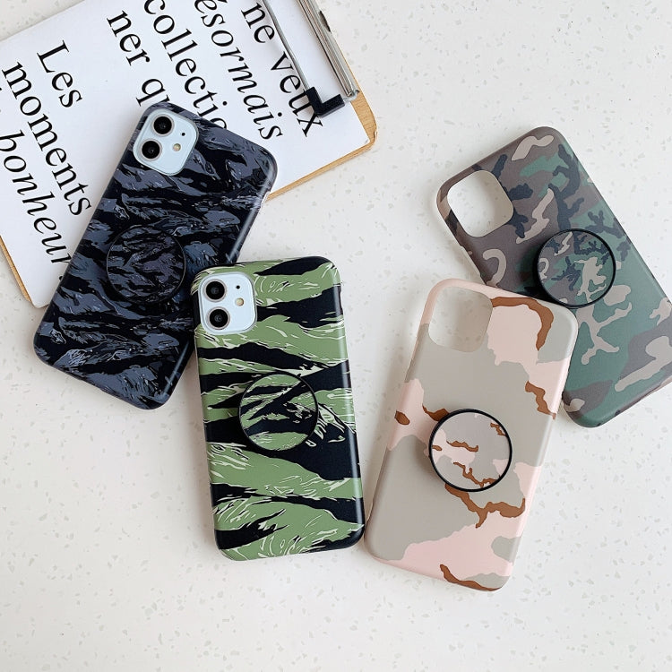 For iPhone 13 Pro Max Shockproof IMD Camouflage TPU Protective Case with Holder
