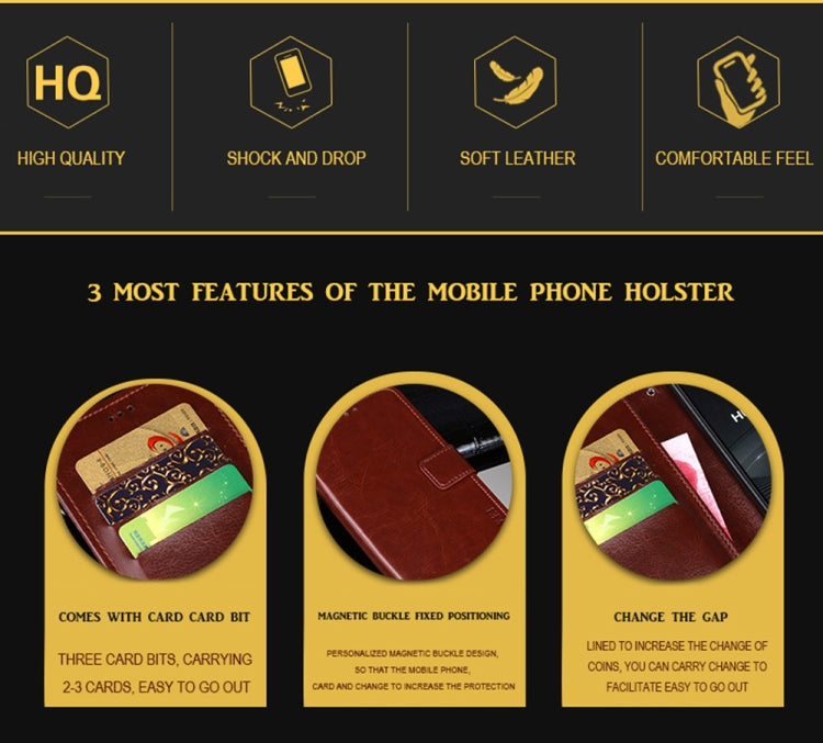For U-MAGIC 30e idewei Crazy Horse Texture Horizontal Flip Leather Case with Holder & Card Slots & Wallet