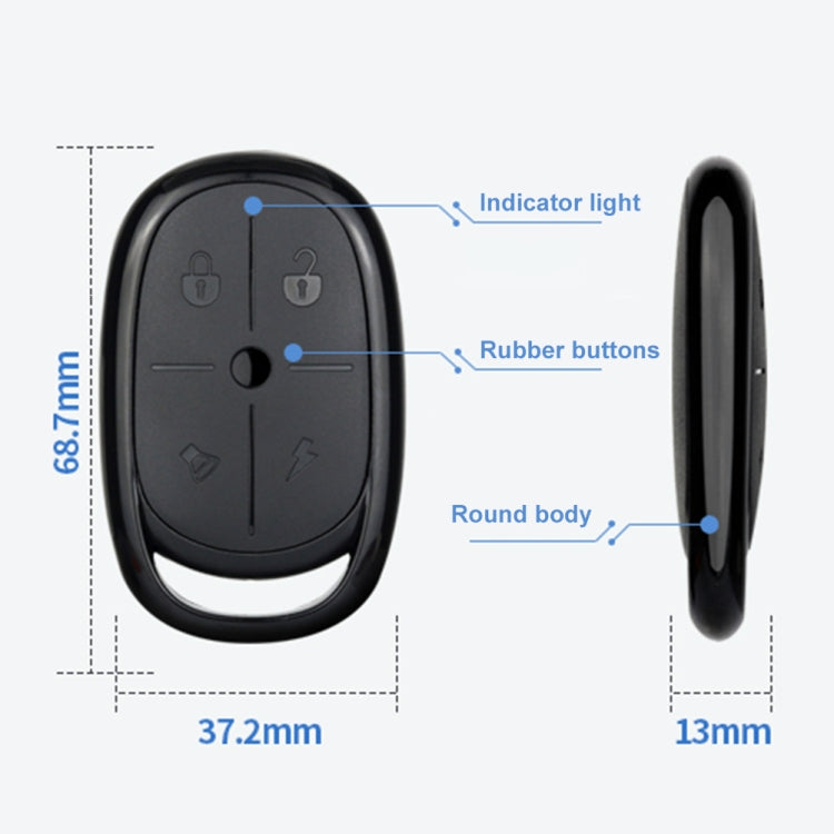 AK-K2000812 4-button Copy Style Electric Barrier Garage Door Battery Car Key Remote Controller, Frequency:433MHZ(Black)
