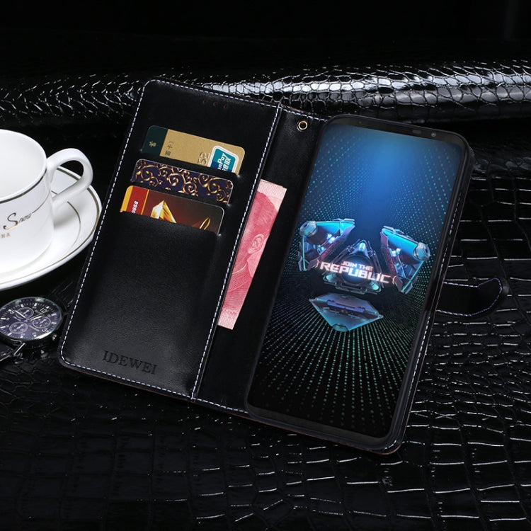 For Asus ROG Phone 5s idewei Crocodile Texture Horizontal Flip Leather Case with Holder & Card Slots & Wallet