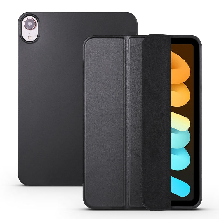 For iPad mini 6 3-folding Horizontal Flip Honeycomb TPU Shockproof + PU Leather Tablet Case with Holder