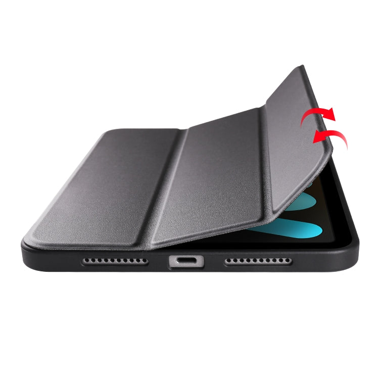 For iPad mini 6 3-folding Horizontal Flip Honeycomb TPU Shockproof + PU Leather Tablet Case with Holder