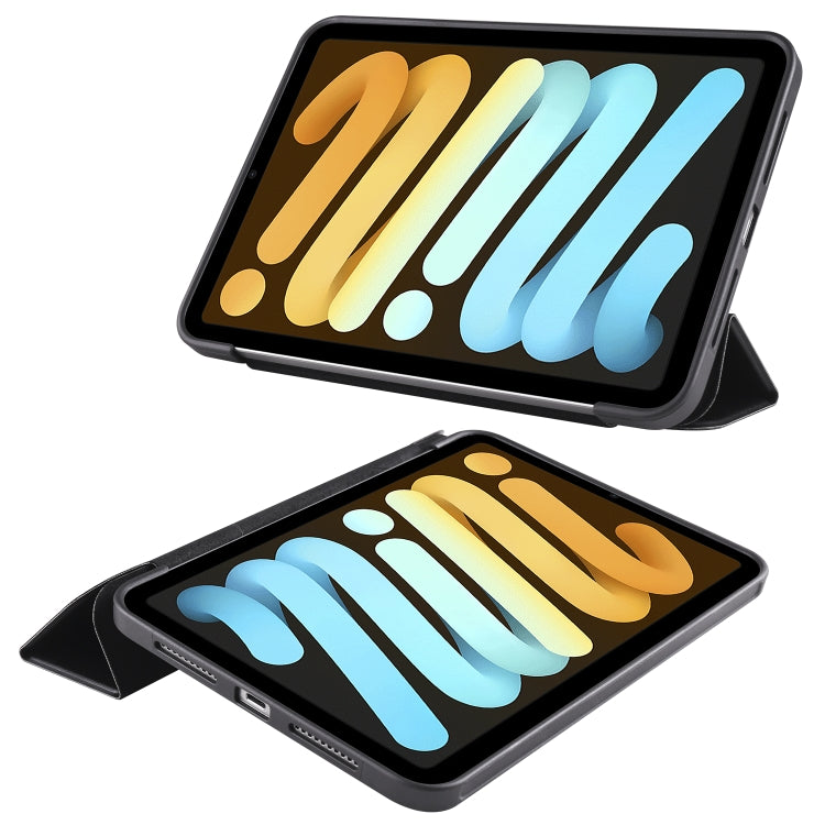 For iPad mini 6 3-folding Horizontal Flip Honeycomb TPU Shockproof + PU Leather Tablet Case with Holder
