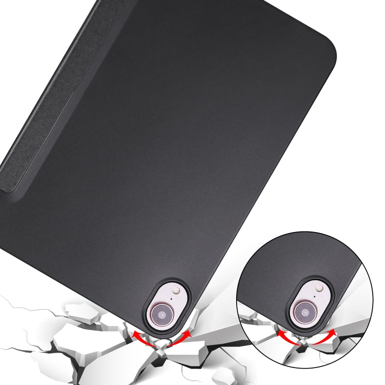 For iPad mini 6 3-folding Horizontal Flip Honeycomb TPU Shockproof + PU Leather Tablet Case with Holder