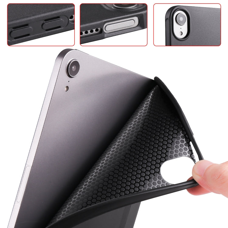 For iPad mini 6 3-folding Horizontal Flip Honeycomb TPU Shockproof + PU Leather Tablet Case with Holder