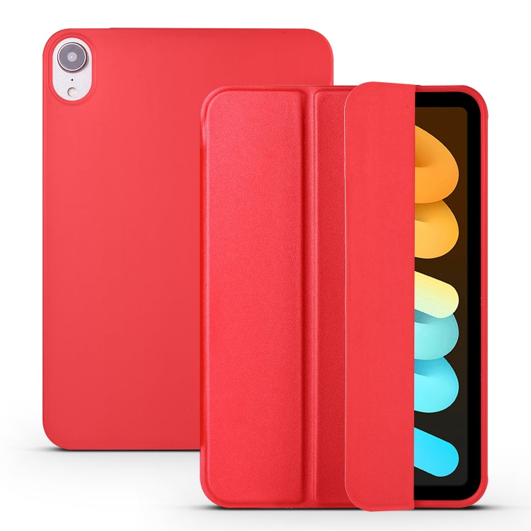 For iPad mini 6 3-folding Horizontal Flip Honeycomb TPU Shockproof + PU Leather Tablet Case with Holder