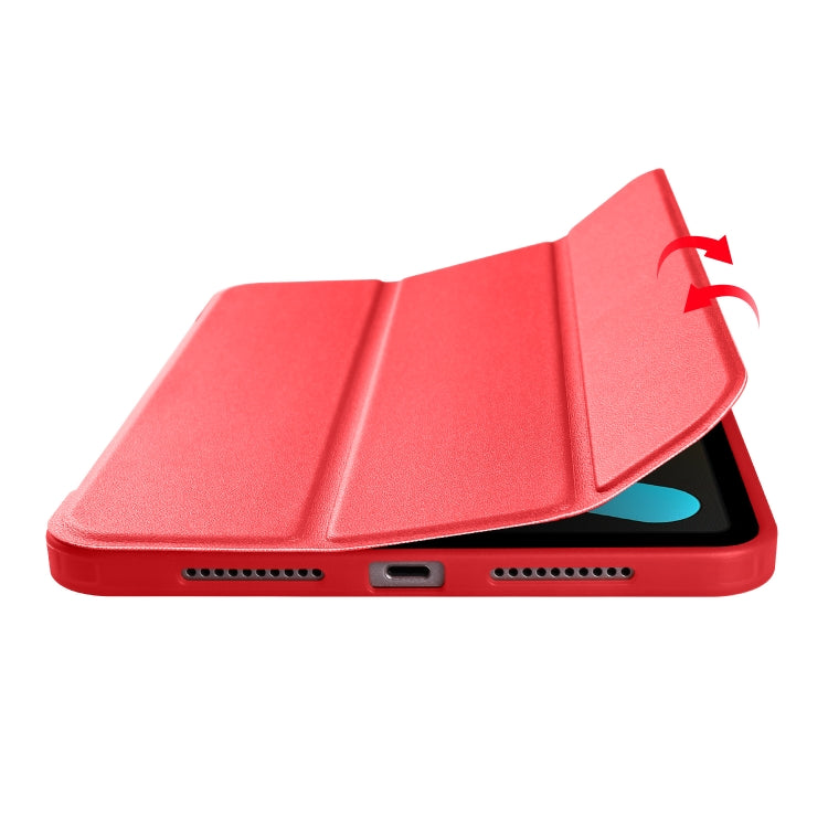 For iPad mini 6 3-folding Horizontal Flip Honeycomb TPU Shockproof + PU Leather Tablet Case with Holder