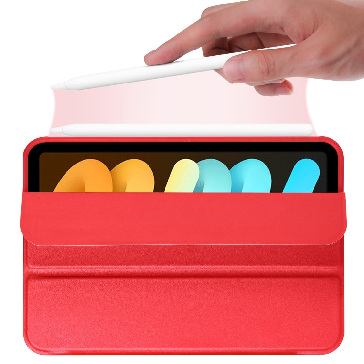 For iPad mini 6 3-folding Horizontal Flip Honeycomb TPU Shockproof + PU Leather Tablet Case with Holder
