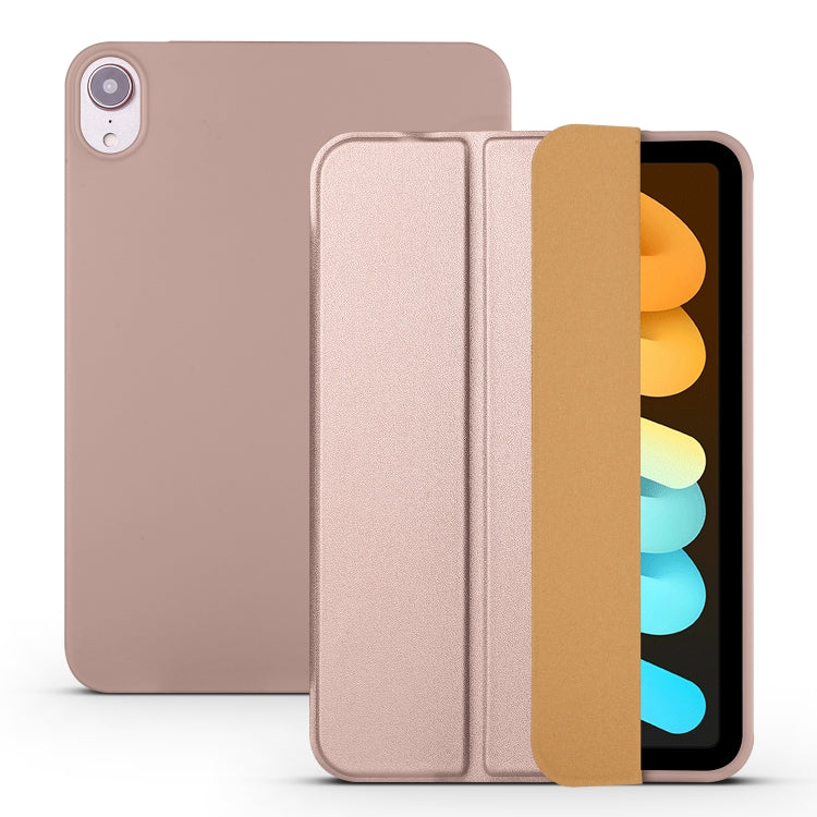For iPad mini 6 3-folding Horizontal Flip Honeycomb TPU Shockproof + PU Leather Tablet Case with Holder