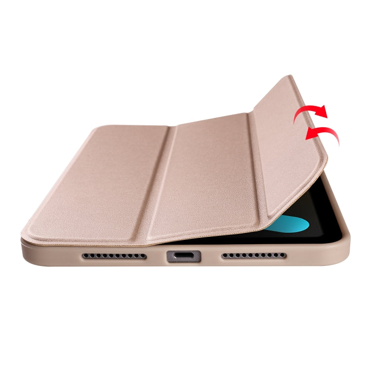 For iPad mini 6 3-folding Horizontal Flip Honeycomb TPU Shockproof + PU Leather Tablet Case with Holder