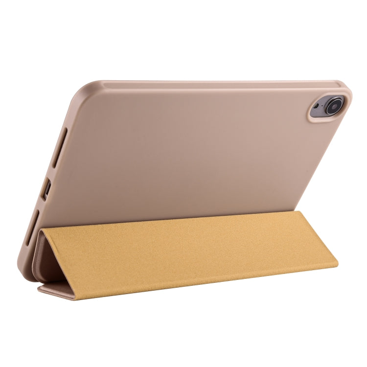 For iPad mini 6 3-folding Horizontal Flip Honeycomb TPU Shockproof + PU Leather Tablet Case with Holder
