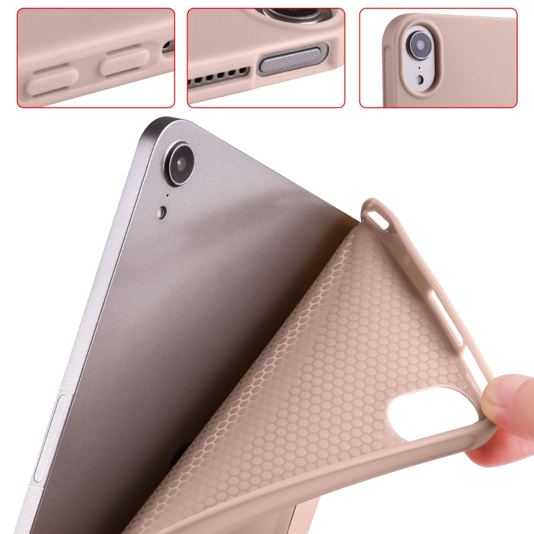 For iPad mini 6 3-folding Horizontal Flip Honeycomb TPU Shockproof + PU Leather Tablet Case with Holder