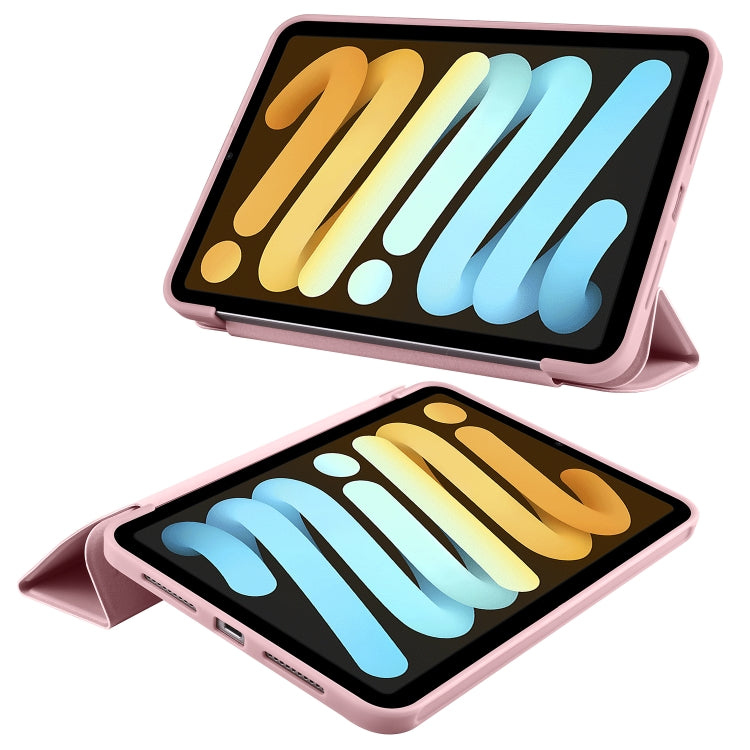For iPad mini 6 3-folding Horizontal Flip Honeycomb TPU Shockproof + PU Leather Tablet Case with Holder