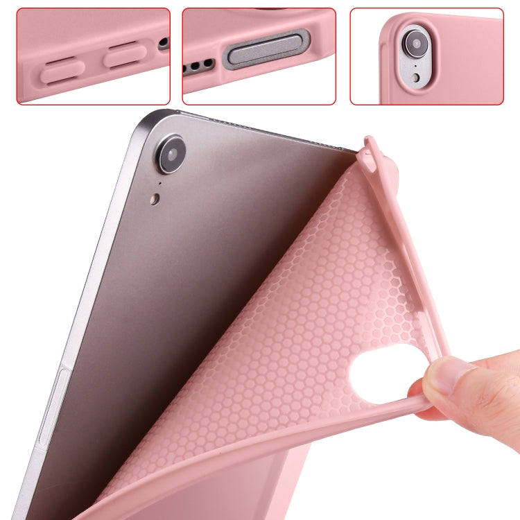For iPad mini 6 3-folding Horizontal Flip Honeycomb TPU Shockproof + PU Leather Tablet Case with Holder