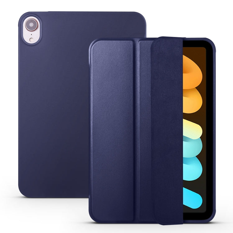 For iPad mini 6 3-folding Horizontal Flip Honeycomb TPU Shockproof + PU Leather Tablet Case with Holder