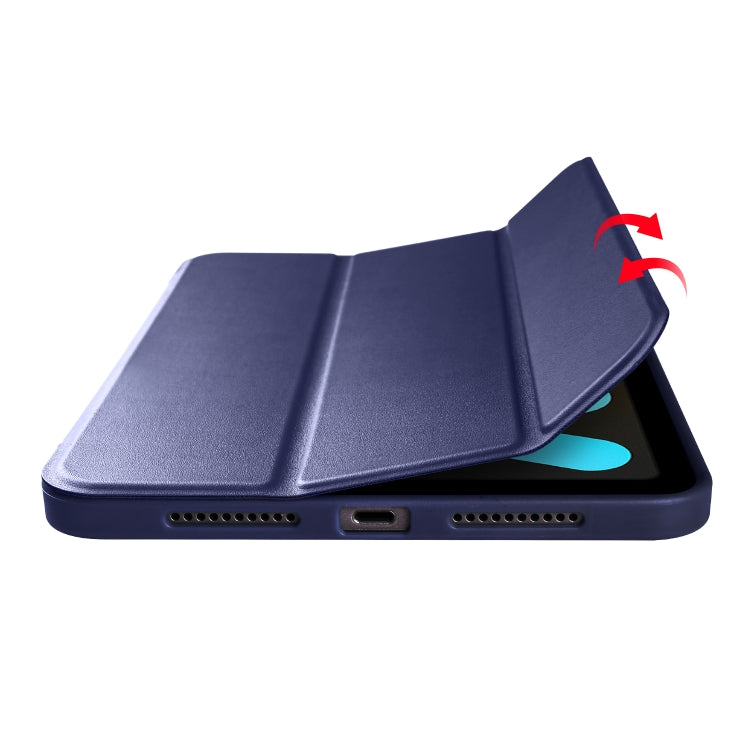 For iPad mini 6 3-folding Horizontal Flip Honeycomb TPU Shockproof + PU Leather Tablet Case with Holder