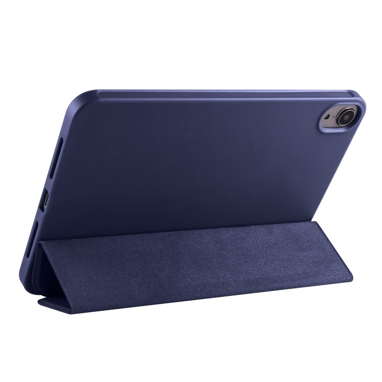 For iPad mini 6 3-folding Horizontal Flip Honeycomb TPU Shockproof + PU Leather Tablet Case with Holder
