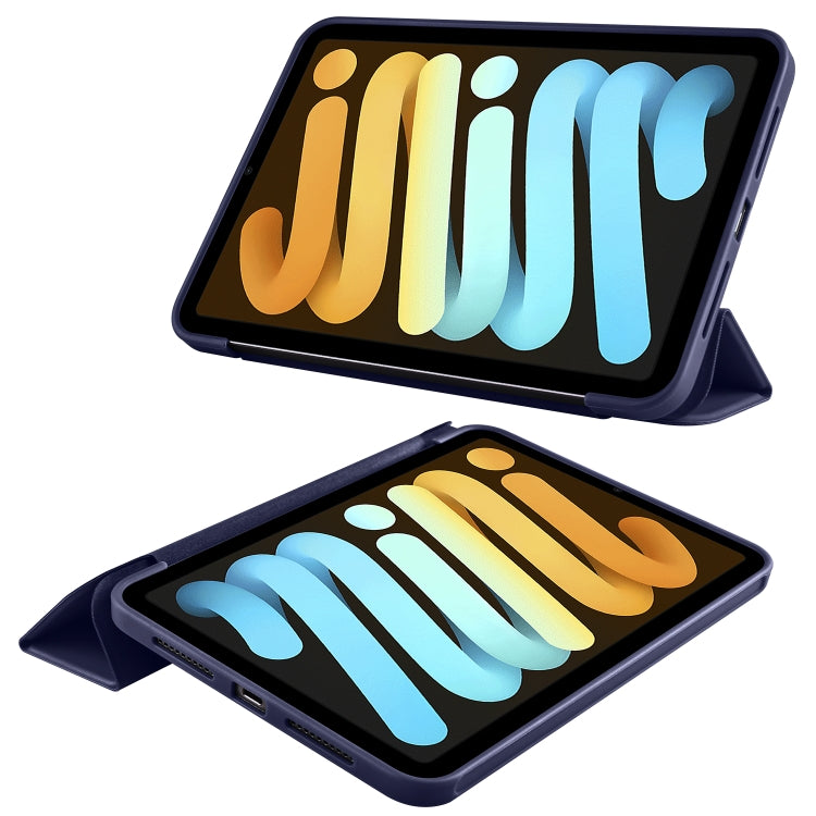 For iPad mini 6 3-folding Horizontal Flip Honeycomb TPU Shockproof + PU Leather Tablet Case with Holder