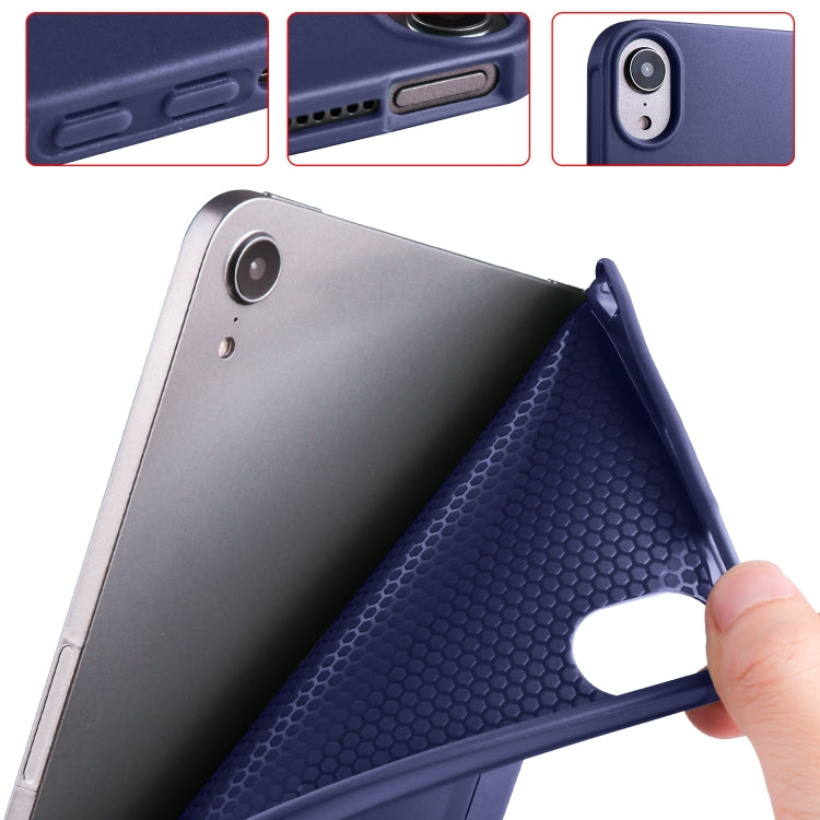 For iPad mini 6 3-folding Horizontal Flip Honeycomb TPU Shockproof + PU Leather Tablet Case with Holder
