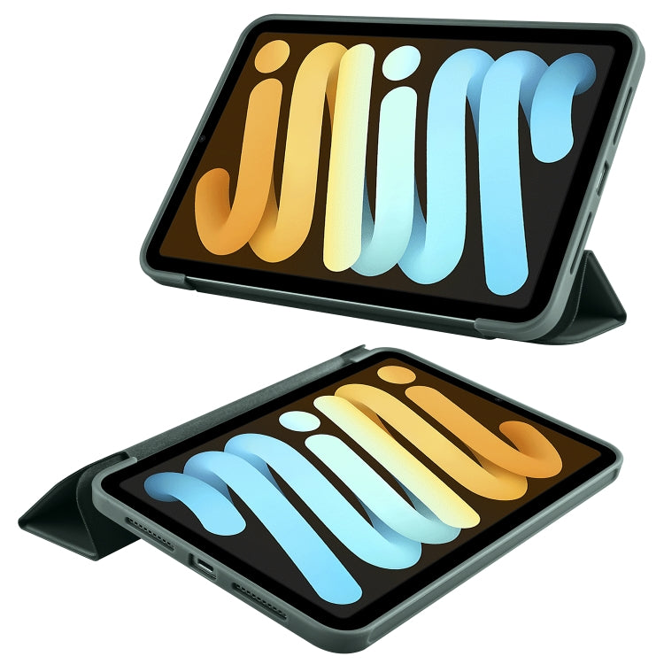 For iPad mini 6 3-folding Horizontal Flip Honeycomb TPU Shockproof + PU Leather Tablet Case with Holder