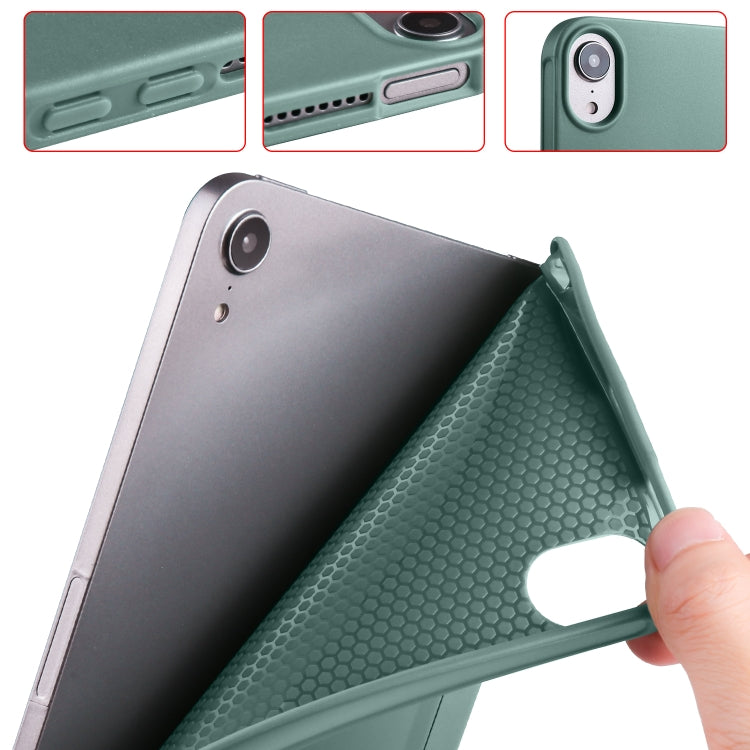 For iPad mini 6 3-folding Horizontal Flip Honeycomb TPU Shockproof + PU Leather Tablet Case with Holder