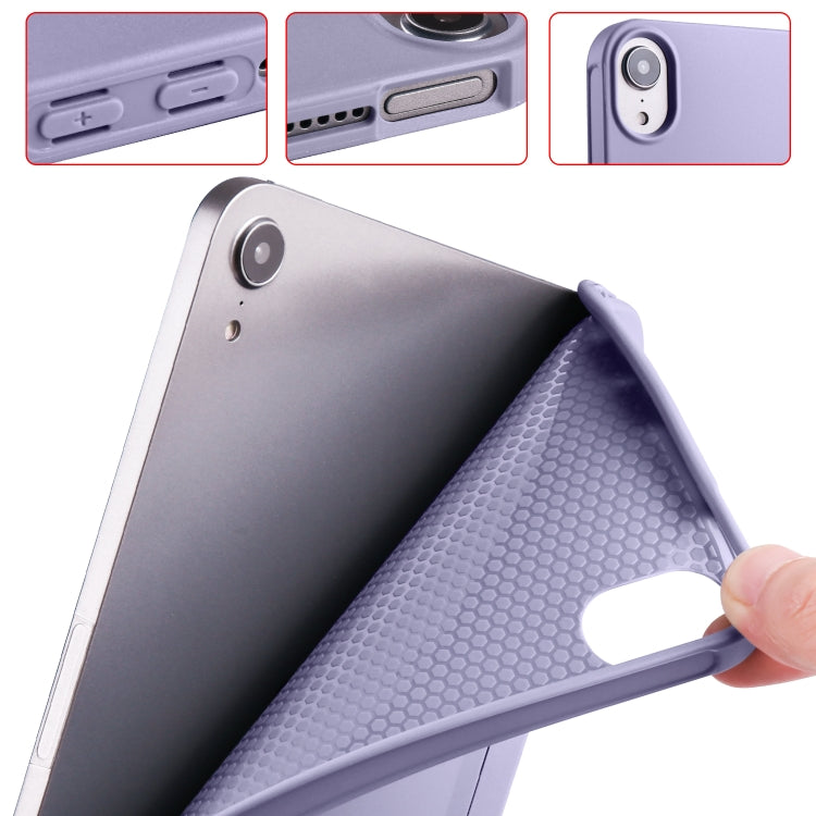 For iPad mini 6 3-folding Horizontal Flip Honeycomb TPU Shockproof + PU Leather Tablet Case with Holder