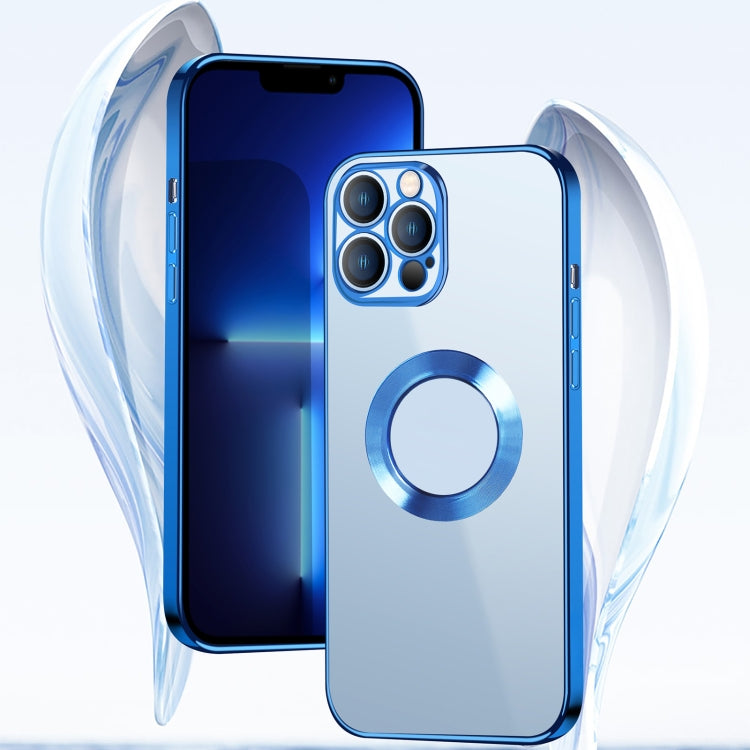 For iPhone 13 Pro Max 9D Electroplated Edge Metal Ring Clear PC + TPU Shockproof Case