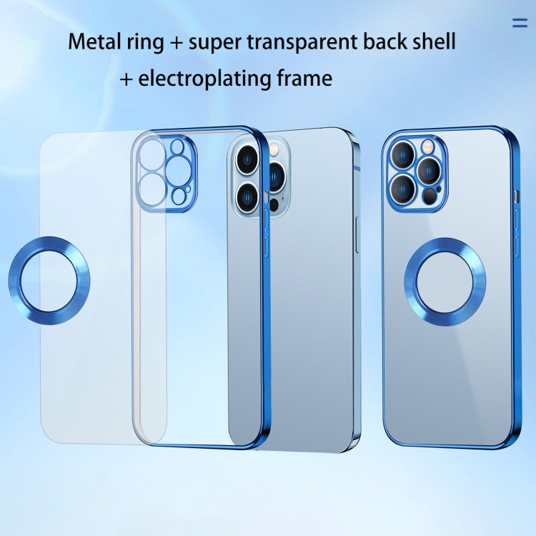 For iPhone 12 Pro 9D Electroplated Edge Metal Ring Clear PC + TPU Shockproof Case