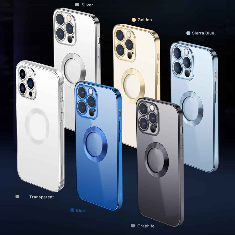 For iPhone 11 Pro Max 9D Electroplated Edge Metal Ring Clear PC + TPU Shockproof Case