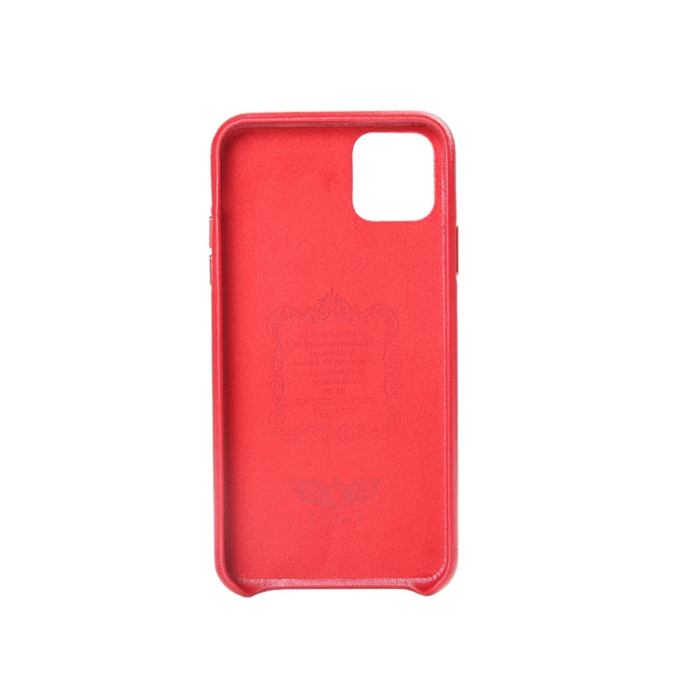 For iPhone 11 Woven Texture Sheepskin Leather Back Cover Semi-wrapped Shockproof Case