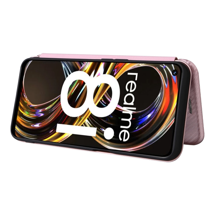 For OPPO Realme 8i Carbon Fiber Texture Horizontal Flip TPU + PC + PU Leather Case with Card Slot