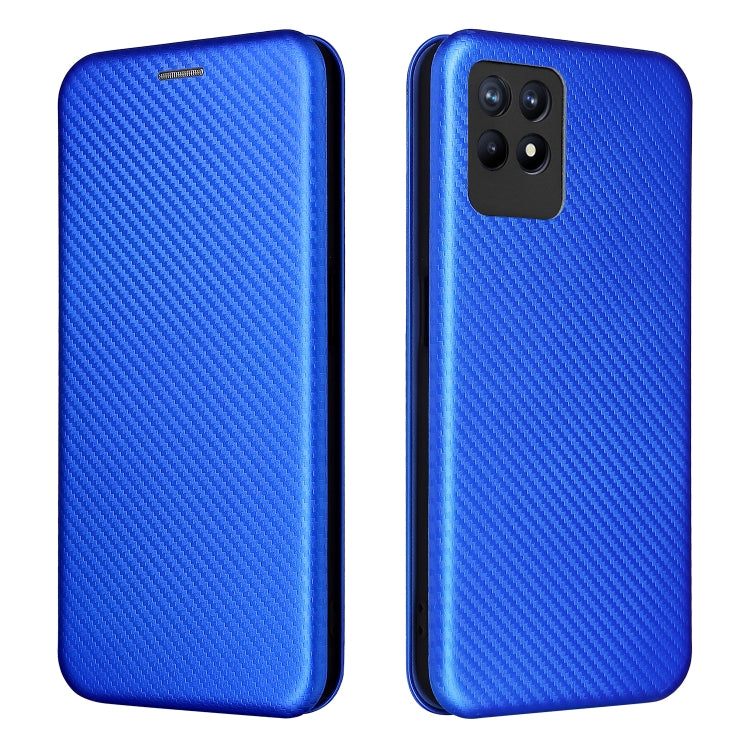 For OPPO Realme 8i Carbon Fiber Texture Horizontal Flip TPU + PC + PU Leather Case with Card Slot