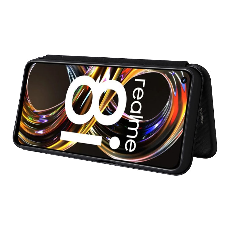 For OPPO Realme 8i Carbon Fiber Texture Horizontal Flip TPU + PC + PU Leather Case with Card Slot