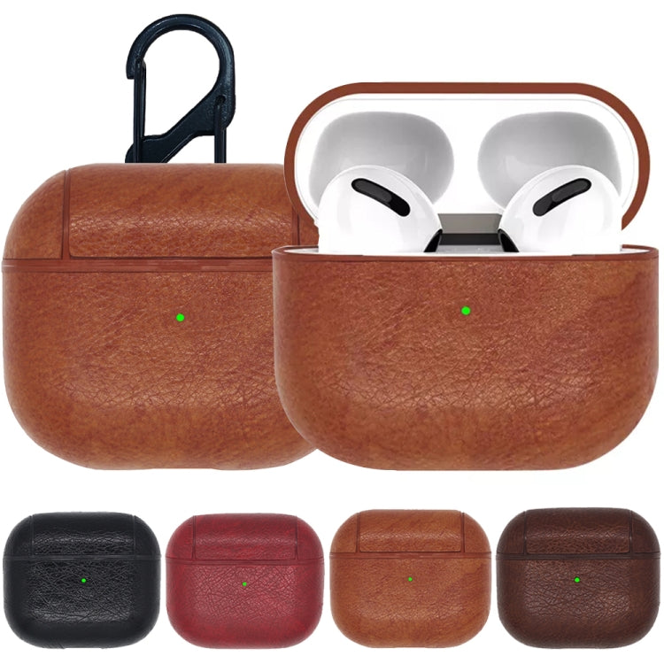 Classic Stick Leather Earphone Protective Case with Hook for AirPods 3