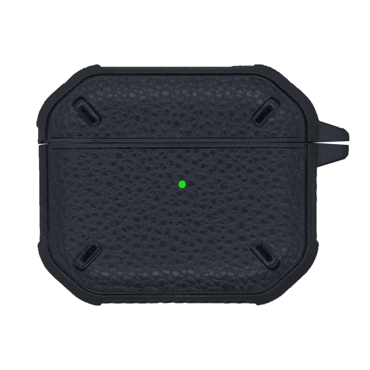Armor Litchi Texture Earphone Protective Case with Hook for AirPods 3