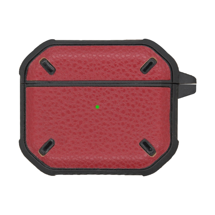 Armor Litchi Texture Earphone Protective Case with Hook for AirPods 3