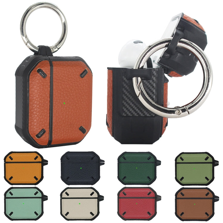 Armor Litchi Texture Earphone Protective Case with Hook for AirPods 3