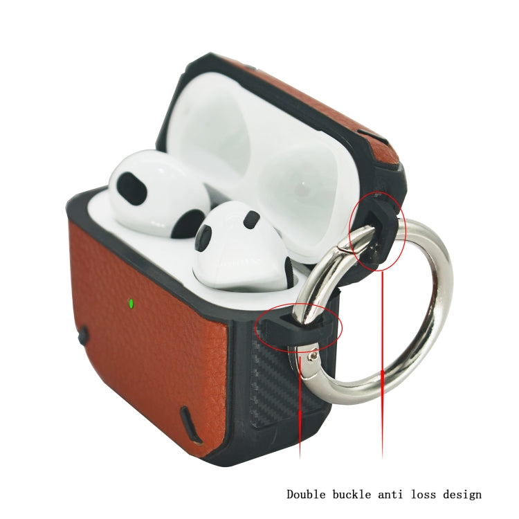 Armor Litchi Texture Earphone Protective Case with Hook for AirPods 3