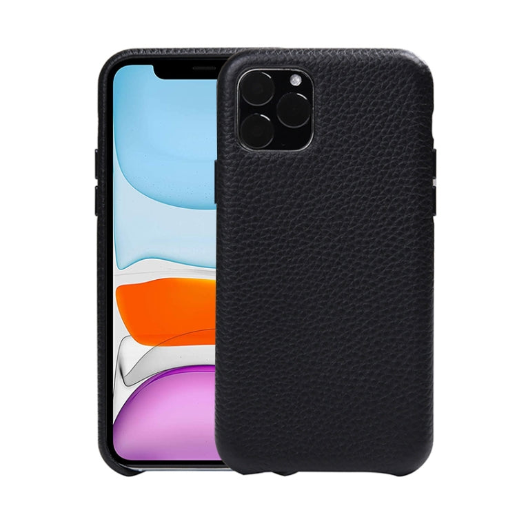 For iPhone 11 Litchi Texture Cowhide Leather Back Cover Semi-wrapped Shockproof Case