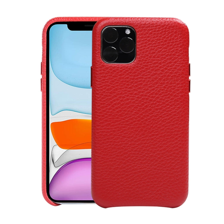 For iPhone 11 Litchi Texture Cowhide Leather Back Cover Semi-wrapped Shockproof Case