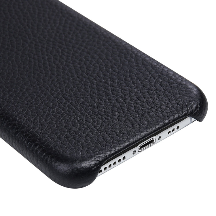 For iPhone 11 Litchi Texture Cowhide Leather Back Cover Semi-wrapped Shockproof Case