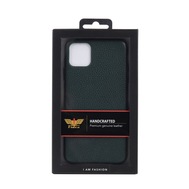 For iPhone 11 Litchi Texture Cowhide Leather Back Cover Semi-wrapped Shockproof Case