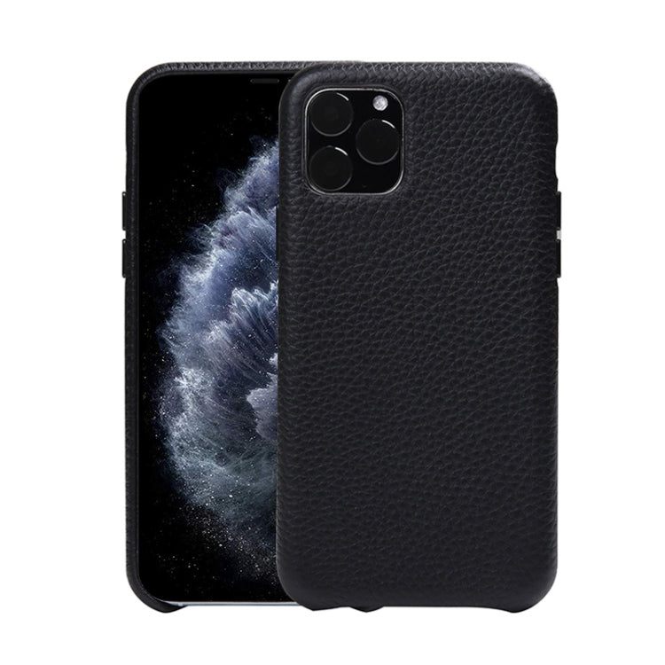 For iPhone 11 Pro Litchi Texture Cowhide Leather Back Cover Semi-wrapped Shockproof Case