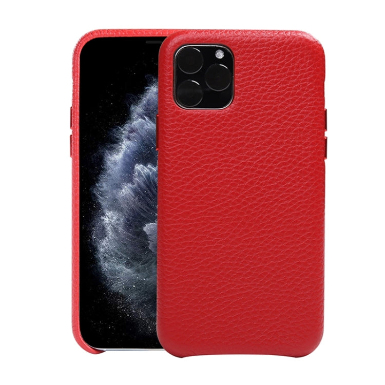 For iPhone 11 Pro Litchi Texture Cowhide Leather Back Cover Semi-wrapped Shockproof Case