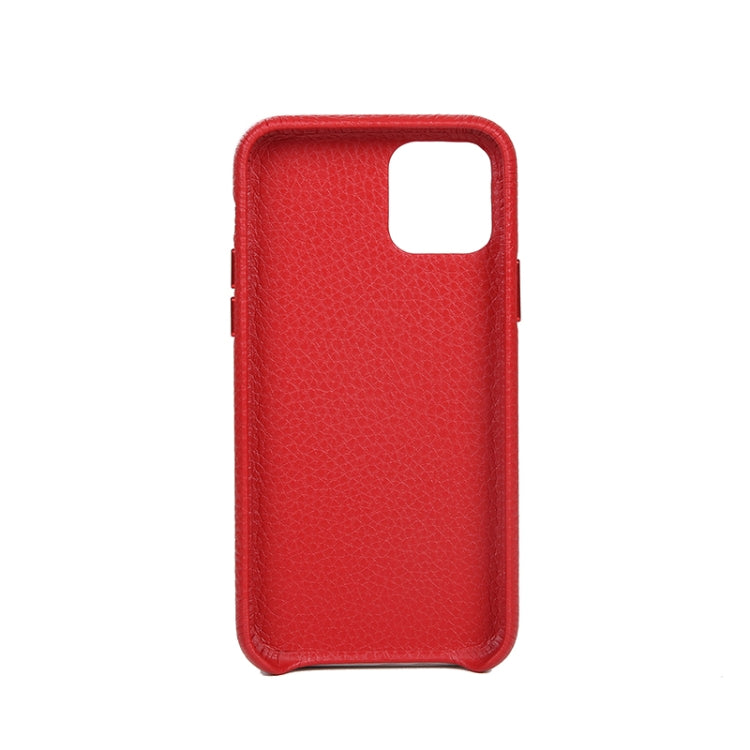 For iPhone 11 Pro Litchi Texture Cowhide Leather Back Cover Semi-wrapped Shockproof Case