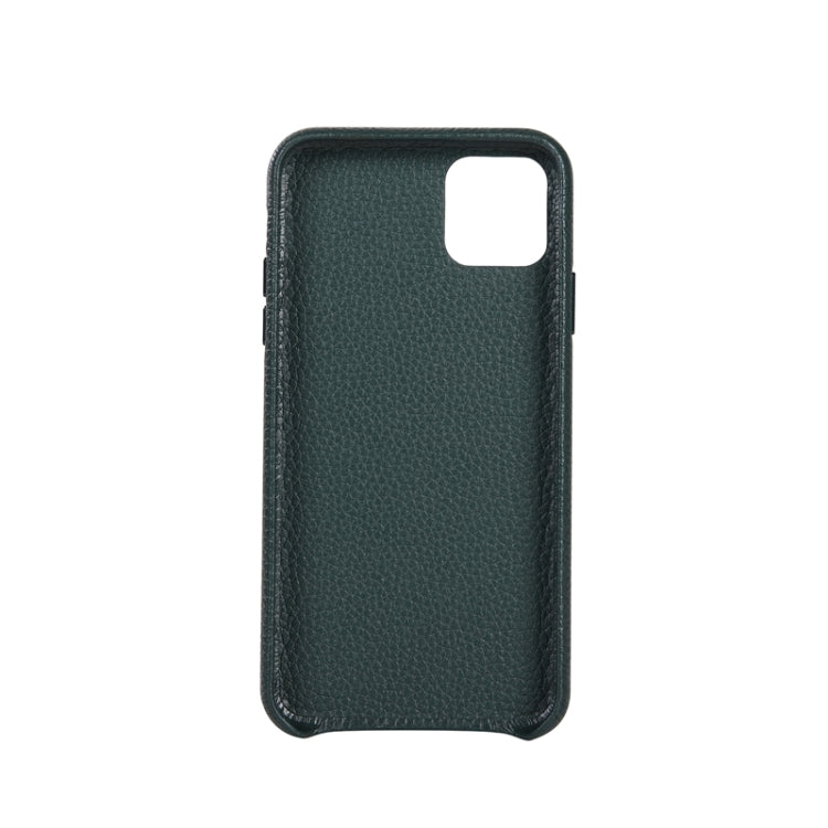For iPhone 11 Pro Litchi Texture Cowhide Leather Back Cover Semi-wrapped Shockproof Case