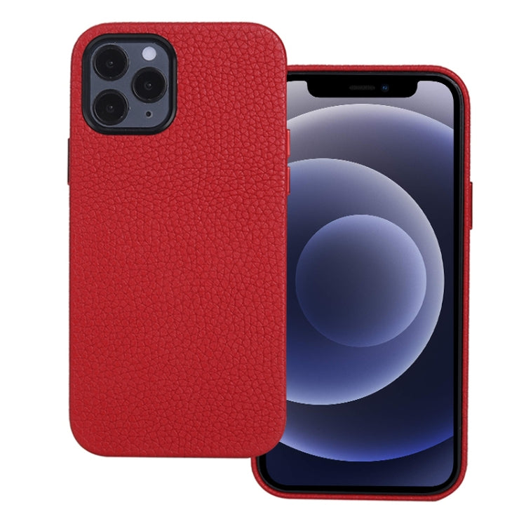 For iPhone 12 mini Litchi Texture Cowhide Leather Back Cover Full-wrapped Shockproof Case