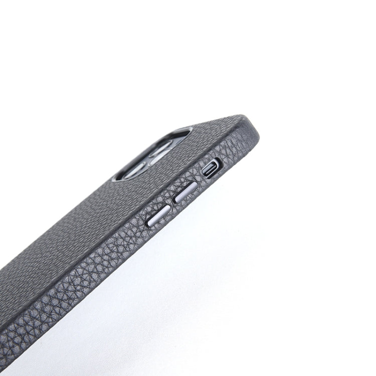 For iPhone 12 / 12 Pro Litchi Texture Cowhide Leather Back Cover Full-wrapped Shockproof Case