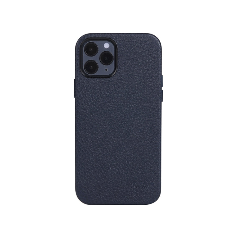For iPhone 12 Pro Max Litchi Texture Cowhide Leather Back Cover Full-wrapped Shockproof Case